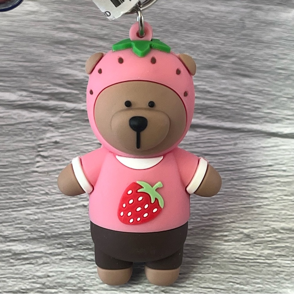 NWOT Starbucks Strawberry Bear Silicone Keychain